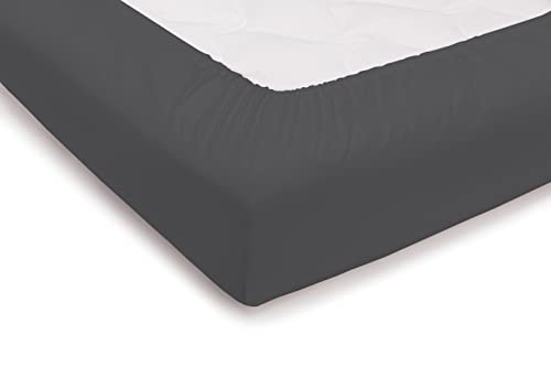 PENSIERI DELICATI Bettlaken für Doppelbett 180 x 200 cm, Bettlaken für Doppelbett, einfarbig, mit 25 Ecken aus 100% Baumwolle, hergestellt in Italien, Farbe Anthrazit von PENSIERI DELICATI