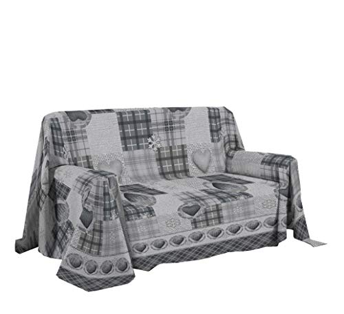 PENSIERI DELICATI Sofabezug 180 x 290 cm Made in Italy, Stoffdecken 100% Reine Baumwolle, Fantasie Berg Grau, Ideal als Sofaüberwurf, Sofa Cover oder Tagesdecke (Singlebett) von PENSIERI DELICATI