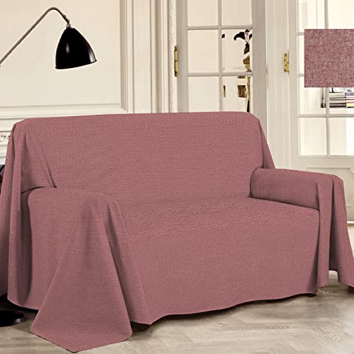 PENSIERI DELICATI Sofabezug 250 x 290 cm Made in Italy, Garn gefärbtes Abdeckung aus 100% Reiner recycelter Baumwolle, Einfarbig Rot, Ideal als Möbel Tuch, Sofa Überzug, Picknickdecke von PENSIERI DELICATI