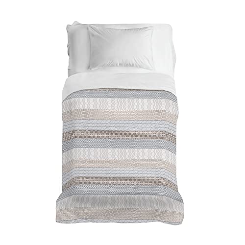 PENSIERI DELICATI Tagesdecke 170 x 280 cm, Einzeltuch 100% Baumwolle Pique, Ideal Zum Thema Wohnen, Decke Salva Bett Doppelbett, Fantasie Azteke Beige, 100% Made in Italy von PENSIERI DELICATI