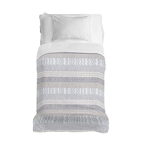 PENSIERI DELICATI Tagesdecke 170 x 280 cm, Einzeltuch 100% Baumwolle Pique, Ideal Zum Thema Wohnen, Decke Salva Bett Doppelbett, Fantasie Azteke Grau, 100% Made in Italy von PENSIERI DELICATI