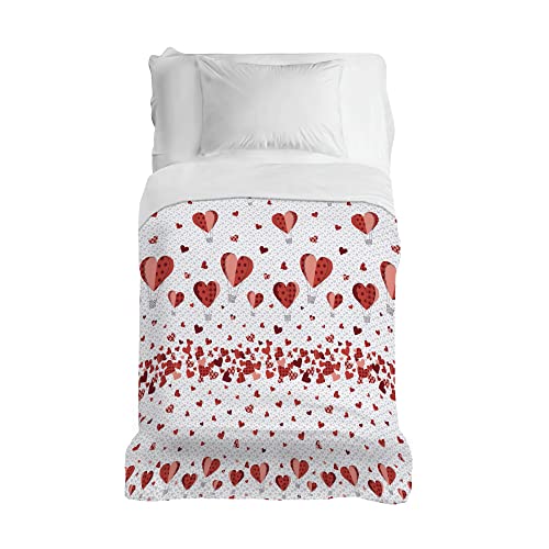 PENSIERI DELICATI Tagesdecke 170 x 280 cm, Einzeltuch 100% Baumwolle Pique, Ideal Zum Thema Wohnen, Decke Salva Bett Doppelbett, Fantasie Roter Ballon, 100% Made in Italy von PENSIERI DELICATI