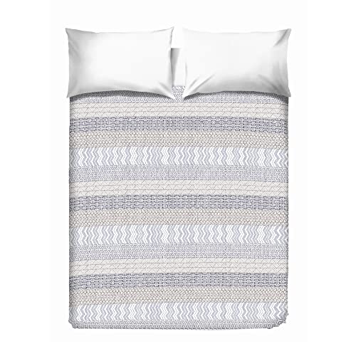 PENSIERI DELICATI Tagesdecke 260 x 280 cm, Einzeltuch 100% Baumwolle Pique, Ideal Zum Thema Wohnen, Decke Salva Bett Einzelne, Fantasie Azteke Grau, 100% Made in Italy von PENSIERI DELICATI