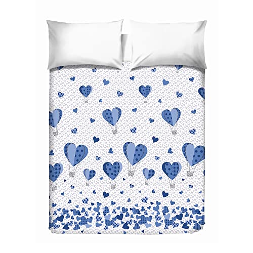 PENSIERI DELICATI Tagesdecke 260 x 280 cm, Einzeltuch 100% Baumwolle Pique, Ideal Zum Thema Wohnen, Decke Salva Bett Einzelne, Fantasie Ballon Blau, 100% Made in Italy von PENSIERI DELICATI