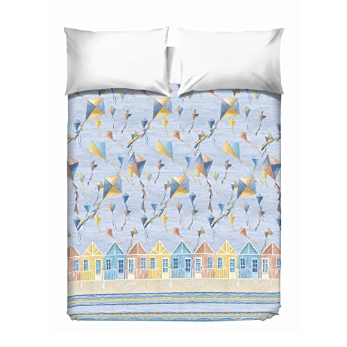 PENSIERI DELICATI Tagesdecke 260 x 280 cm, Einzeltuch 100% Baumwolle Pique, Ideal Zum Thema Wohnen, Decke Salva Bett Einzelne, Fantasie Kite Azure, 100% Made in Italy von PENSIERI DELICATI