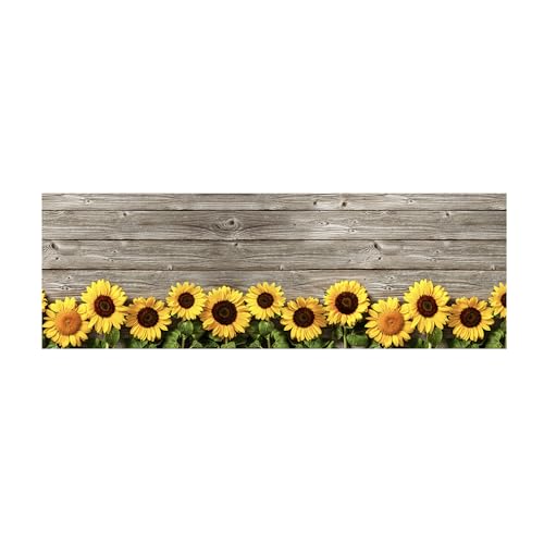 PENSIERI DELICATI Teppichläufer 52 x 150 cm, aus Baumwolle und PVC, hergestellt in Italien, Läufer waschbar in der Waschmaschine bei 40 °, Motiv Sonnenblume von PENSIERI DELICATI