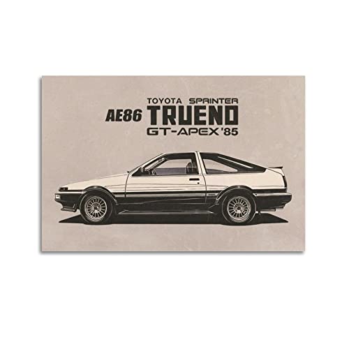 JDM-Auto-Poster Ae86 Anime-Rennauto-Poster, dekoratives Gemälde, Leinwand, Wandposter und Kunstbild, modernes Familien-Schlafzimmer, Dekoration, Poster, 50 x 75 cm von PENTAB