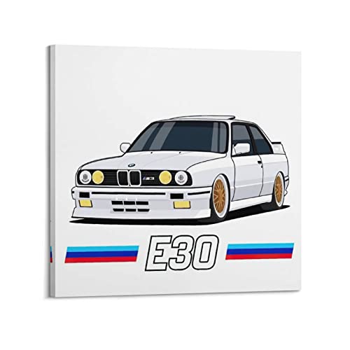 Klassisches Supercar Poster BMW E30 M3 Retro Sport Rennauto Poster Dekorative Malerei Leinwand Wandposter und Kunstbild Druck Moderne Familie Schlafzimmer Dekor Poster 40 x 40 cm von PENTAB