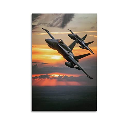 Militär-Flugzeug-Poster Fa-18 Hornet Strike Fighter Poster Dekorative Malerei Leinwand Wandposter und Kunstbild Druck Modern Familie Schlafzimmer Dekor Poster 50 x 75 cm von PENTAB