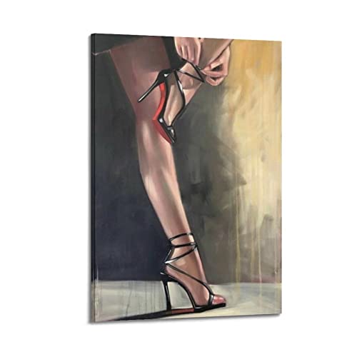 Vintage-Kunst-Poster Rot High Heels Sexy Kunst Illustration Poster Dekorative Malerei Leinwand Wandposter und Kunstbild Druck Modern Familie Schlafzimmer Dekor Poster 50 x 75 cm von PENTAB