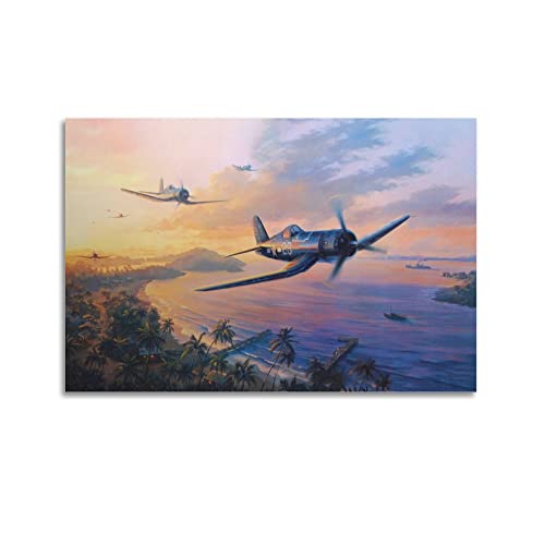 Vintage-Poster F4u Corsair Fighter Aviation Art Poster Dekorative Malerei Leinwand Wandposter und Kunstbild Druck Modern Familie Schlafzimmer Dekor Poster 50 x 75 cm von PENTAB