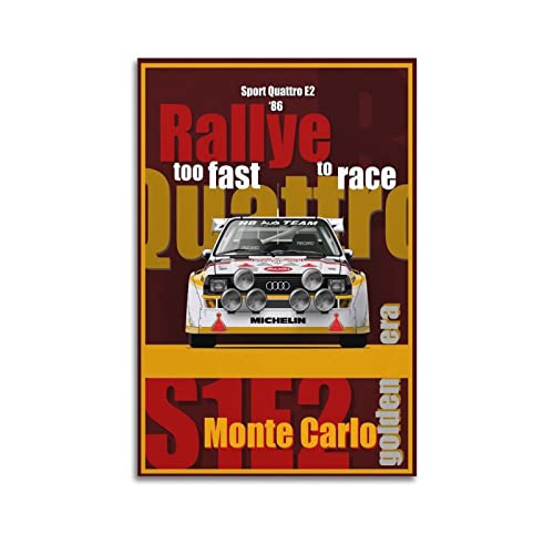 Vintage-Poster Monte Carlo Rally Audi Quattro Sport S1 Poster Dekorative Malerei Leinwand Wandposter und Kunstbild Druck Modern Familie Schlafzimmer Dekor Poster 50 x 75 cm von PENTAB
