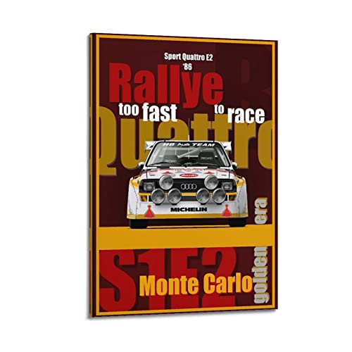 Vintage-Poster Monte Carlo Rallye Audi Quattro Sport S1 Poster, dekoratives Gemälde, Leinwand, Wandposter und Kunstbilddruck, modernes Familien-Schlafzimmer, Dekor-Poster, 30 x 45 cm von PENTAB