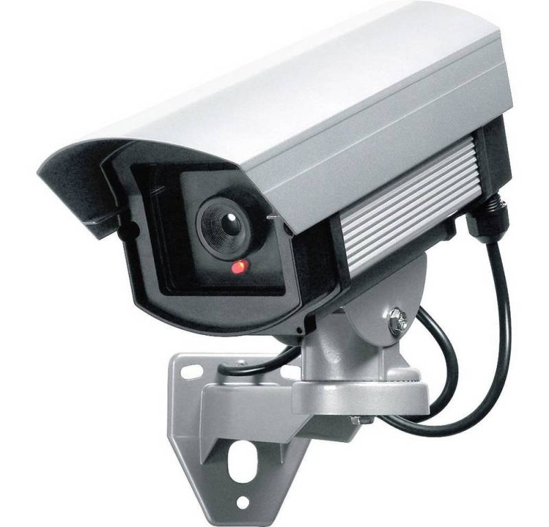 PENTATECH Überwachungskamera Attrappe Kamera-Attrappe für außen, mit LED-Blinklicht 24226 (mit blinkender LED) von PENTATECH