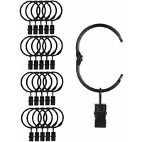 20 Stück Vorhang-Clipringe aus Metall, einfaches Öffnen und Schließen, Innendurchmesser 38 mm, für schwere Vorhänge und leichte Vorhänge (schwarz) von PENY