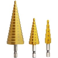 3er-Set Stufenbohrer, HSS-Edelstahlmetall, 4-12/20/32 mm, konisches Dreieck aus Titan, mit Sechskantschaft, zum Schraubenzieherbohren in Stahl, 3er-Set Stufenbohrer, HSS-Edelstahlmetall, 4-12/20/32 mm, konisches Dreieck aus Titan, mit Sechskantschaft, zum Schraubenzieherbohren in Stahl, von PENY