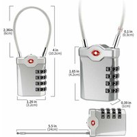 Gepäckschloss mit 4-stelligem Code für Reisekoffer, College-Schließfach, Vorhängeschloss mit Warnfunktion bei geöffnetem Gepäck und Stahlkabel Gepäckschloss mit 4-stelligem Code für Reisekoffer, College-Schließfach, Vorhängeschloss mit Warnfunktion bei geöffnetem Gepäck und Stahlkabel von PENY