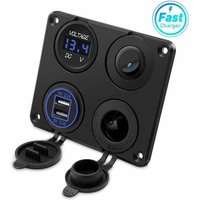 Presa accendisigari, doppia porta USB da 4,2 A, presa CC 12 V, interruttore e display voltmetro a LED, presa di corrente impermeabile per auto 12 Presa accendisigari, doppia porta USB da 4,2 A, presa CC 12 V, interruttore e display voltmetro a LED, presa di corrente impermeabile per auto 12 von PENY