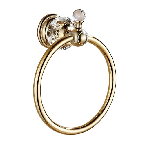 Goldener Handtuchring Handtuchhalter, goldfarbene Kristall-Handtuchstange, Badezimmer-Hardware von PEONYBATH
