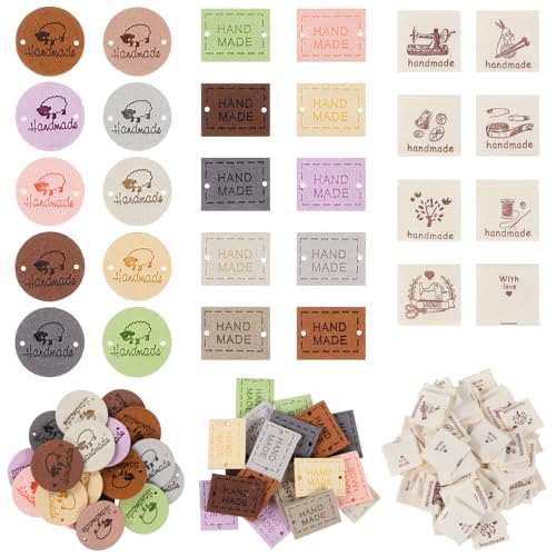 40 Stück Label Leder Personalisiert Handmade Label zum annähen handmade label Label Handmade Tag zum Annähen Handgefertigte Lederetiketten Label Nähen Handmade Label für Basteln,Stricken,Handtaschen von PEOVLVN