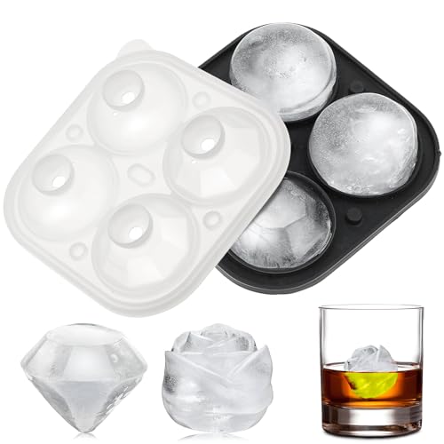 Eiswürfelform 1 Stück Silikon Eiswürfelform Mit Deckel,4-Fach Eiswürfelbehälter,Eiswürfelform Groß Ice Cube Tray Eiswürfel Form Bpa Frei für Geburtstagsfeier,Hochzeit,Feiertagsfeier Whisky Cocktails von PEOVLVN
