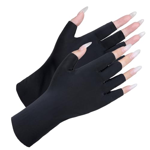 PEOVLVN 2 Paar UV-Handschuhe für Gel-Nägel Damen Sonnenschutz Handschuhes Atmungsaktiv Fingerlose Handschuhes für Gel-Nägel Hautpflege für uv handschuhe Damen von PEOVLVN