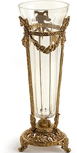 PEPDRO Luxus-Kristallglasvase, Kunstblumen-Arrangement-Vase for die Heimdekoration, Büro-Villa-Kunstwerk-Dekoration, geschnitzter Kupfersockel Einrichtung von PEPDRO