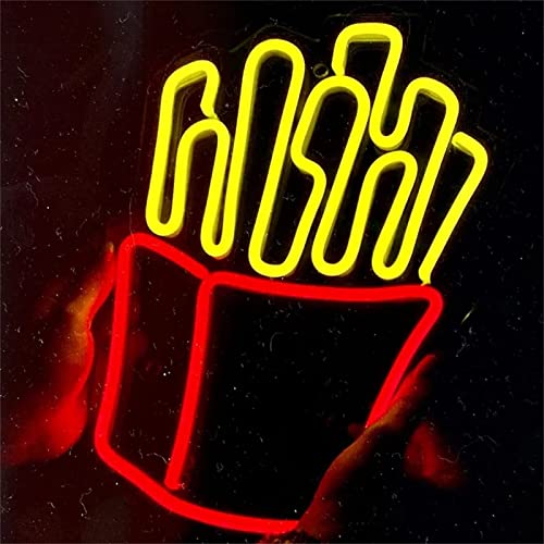PEPDRO French Fries Leuchtreklame Led Modellierlicht Leuchtbuchstaben Schild Acryl Panel Neon Dekoratives Licht,H 60cm (Size : H 40cm) von PEPDRO
