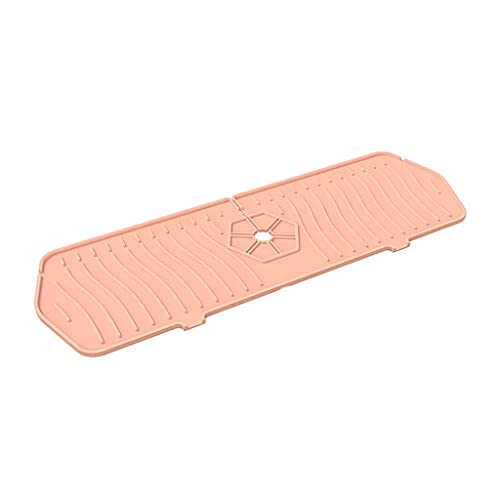Wasserhahn Spritzwassergeschützte Silikonmatte Waschbeckenuntersetzer Trockenmatte Küche Abtropfmatte rutschfeste Tischmatte Untersetzer (Color : Pink, Size : L) von PEPDRO