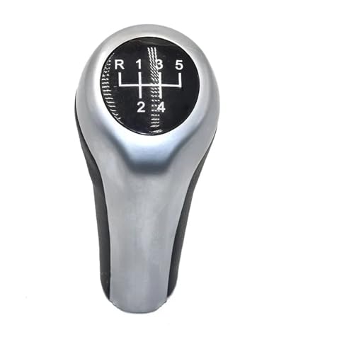 PEPKWELYCB Universal Fahrzeug Schaltknauf Für 1 3 5 6 Serie E46 E53 E60 E61 E63 E65 E81 E82 E83 E87 E90 E91 E92 Für X1 Für X3 Für X5 Verchromter Schaltknauf(5 speed silver) von PEPKWELYCB