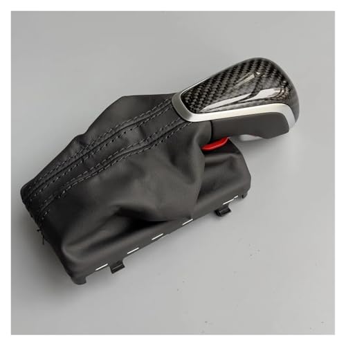 PEPKWELYCB Universal Fahrzeug Schaltknauf Für A6 C7 2016 2017 2018 Schwarz Carbon Faser Holz Farbe Schaltknauf W/Leder Boot Gamasche LHD ZU(A style) von PEPKWELYCB
