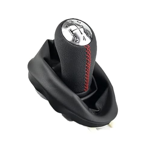 PEPKWELYCB Universal Fahrzeug Schaltknauf Für Clio 2 II Für Megane 2 II Für Kangoo Autoinnenausstattung 5-Gang-Schaltknauf Schalthebelmanschette(Red stitching suit) von PEPKWELYCB