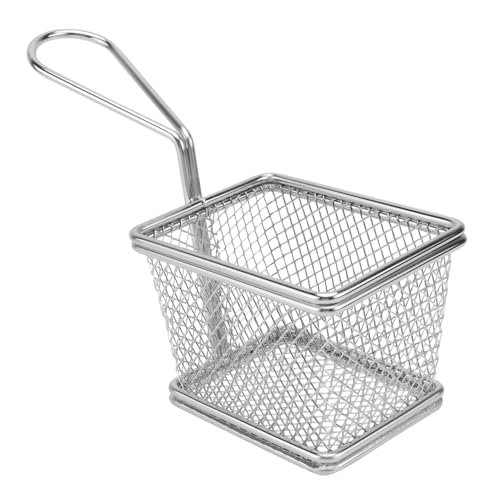 PEPLAYTAL 1 Stück Frittierkorb Wiederverwendbarer Frittierkorb aus Vielseitig Einsetzbar als Frittier und Filterkorb für Zuhause Bbq und Restaurants Silberfarben von PEPLAYTAL