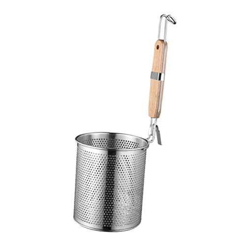 PEPLAYTAL 1 Stück Nudel Sieb mit Holzgriff Strainer Löffel für Nudeln Gemüse Frittierte Speisen Komfortabler Küchenhelfer Spülmaschinenfest für Tägliche Nutzung von PEPLAYTAL