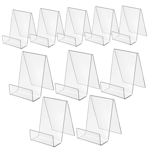PEPLAYTAL 10 Stück Acryl Kartenhalter Transparent Vielseitige Ständer für Sportkarten Fotos Bücher Magazine Poster Kunstpräsentationen Klarer Business Card Display Organizer von PEPLAYTAL