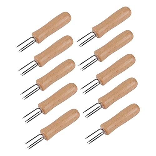 PEPLAYTAL 10stücke Edelstahl Maiskolbenhalter Mit Holzgriff Hochwertige Spieße Für Grill BBQ Obst Und Gemüse Robuste Und Wiederverwendbare Esswerkzeuge Für Partys Und Picknicks von PEPLAYTAL