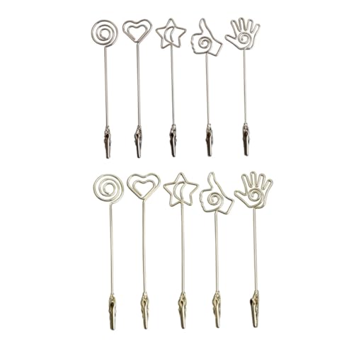 PEPLAYTAL 10 Stück Metall Memo Halter Herzform mit Stabilem Clip Vielseitiger Fotohalter und Tischkartenhalter für Hochzeit Party Büro und Dekoration Silberfarbene Desktop Notizen Clips von PEPLAYTAL