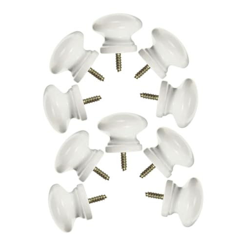 PEPLAYTAL 10 Stück Runde Holz Möbelgriffe Selbstbohrend Ergonomisch Komfortable Küchen Schubladenknöpfe Einlochige Massivholzgriffe für Schränke Kommoden Kleiderschränke von PEPLAYTAL