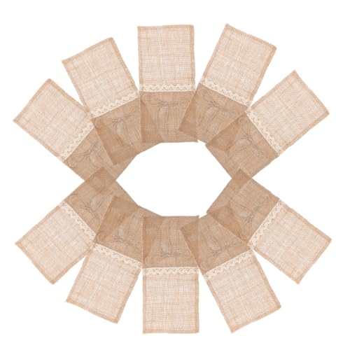 PEPLAYTAL 10 Stück Teiliges Jute Spitzentaschen Besteckaufbewahrung Vintage Besteckhalter für Messer Gabel Löffel Natürliche Tischdeko für Hochzeit Geburtstag Weihnachten Feier von PEPLAYTAL
