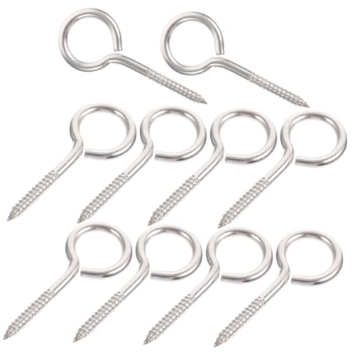 PEPLAYTAL 10 Stück Teiliges Schraubhaken aus Edelstahl Schwerlast Metall Ösenschrauben mit Gewinde Rostfrei Vielseitig für Innen und Außenbereiche Geeignet zum Aufhängen von Hängematten von PEPLAYTAL