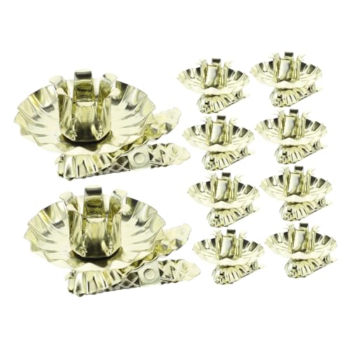 PEPLAYTAL 10 Stück Weihnachtsbaum Kerzenhalter Clip aus Metall Stabiler Kerzenclip für Stabkerzen Goldfarbener Kerzenständer für Weihnachtsdeko Geeignet für Party Hochzeit Restaurant von PEPLAYTAL
