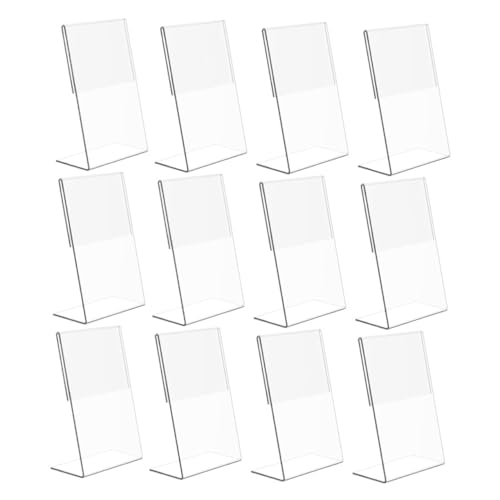 PEPLAYTAL 12 Stück Teiliges Acryl Bildhalter Transparent Kratzfest Förmiger Aufsteller Tischkartenhalter für Hochzeit Restaurant Schilder Veranstaltungsdekoration von PEPLAYTAL