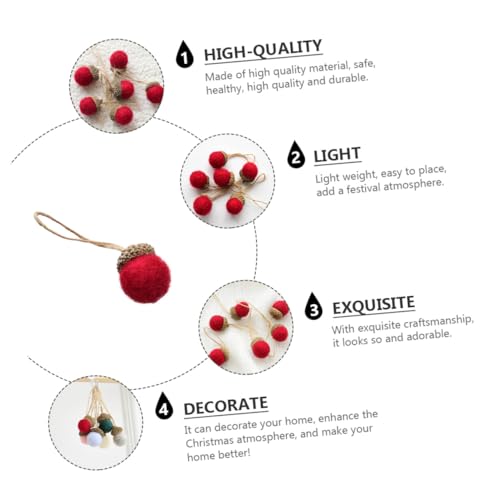 PEPLAYTAL 12 Stück Teiliges Filz tannenzapfen Robustem Aufhänger Handgefertigte Weihnachtsbaum Ornamente für Fensterbank Haus Festtagsdekoration Rot DIY Weihnachtsanhänger von PEPLAYTAL