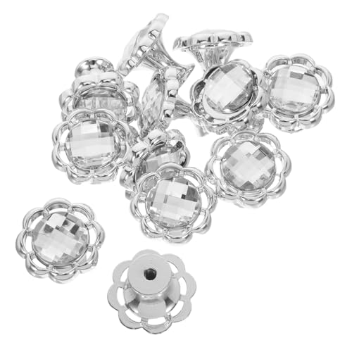 PEPLAYTAL 12 Stück Teiliges Kleine Blumenform Schrankknöpfe mit Funkelnden Strasssteinen Moderne und Kommodengriffe aus Silbernem Einfache Montage für Küche Kleiderschrank und Möbel von PEPLAYTAL