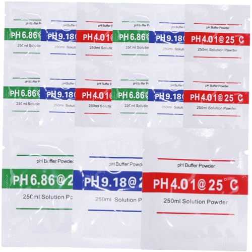 PEPLAYTAL 15 Stück Teiliges Ph Kalibrierpulver Pufferlösungspulver für Präzise Ph Messung Aquarium Trinkwasser Pool Geeignet Einfache Anwendung von PEPLAYTAL