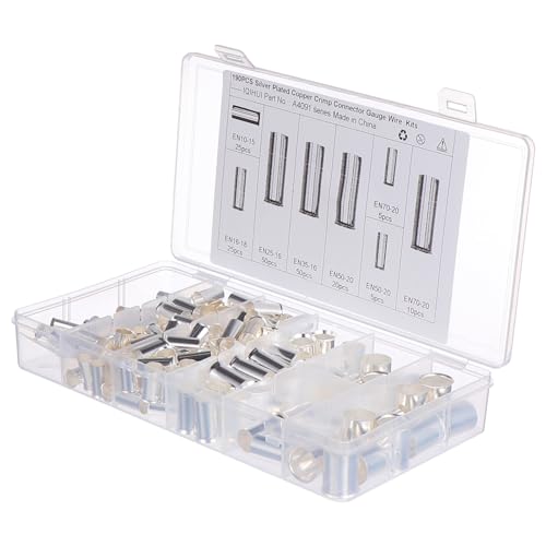 PEPLAYTAL 190 Stk Teiliges Kupfer Aderendhülsen mit Isolierter Flanschöffnung Kabel Crimp Verbinder für Auto Audio Rohrförmige Endhülsen für Sichere Drahtverbindung Vielseitig für Kleine von PEPLAYTAL