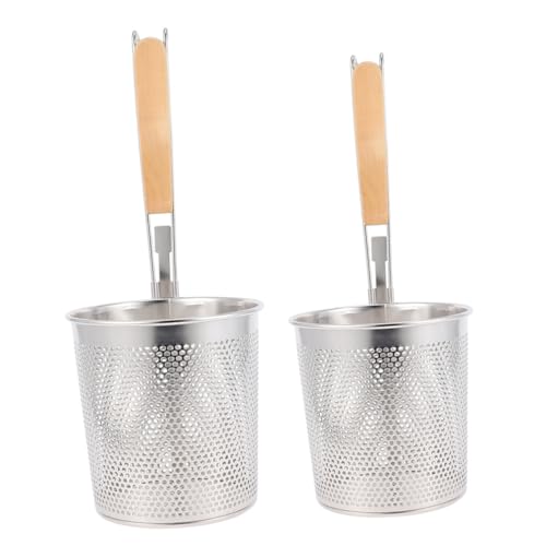 PEPLAYTAL 2 Stück Edelstahl Nudelsieb Teilig mit Griff Lochsieb für Pasta und Suppe Leichtes Abgießsieb für Kochtopf Praktische Siebkelle zum Schnellen Abtropfen von Nudeln und Gemüse von PEPLAYTAL