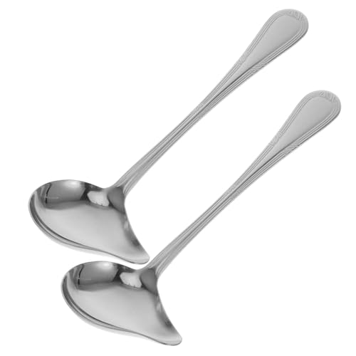 PEPLAYTAL 2 Stück Edelstahl Soßenlöffel mit Entölungsfunktion Duckbill Design für Suppen Saucen Bratensoßen Leicht Langlebig für Küche und Gastronomie Praktisches Kochutensil von PEPLAYTAL