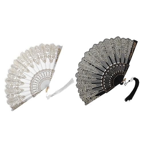 PEPLAYTAL 2 Stück Eleganter Faltbare Handfächer mit Besticktem Blumenmuster Stabiler Struktur Vielseitig als Tanz Party-accessoire Handliche Vintage Faltfächer für Damen Sommerliche Kühlung PEPLAYTAL 2 Stück Eleganter Faltbare Handfächer mit Besticktem Blumenmuster Stabiler Struktur Vielseitig als Tanz Party-accessoire Handliche Vintage Faltfächer für Damen Sommerliche Kühlung von PEPLAYTAL