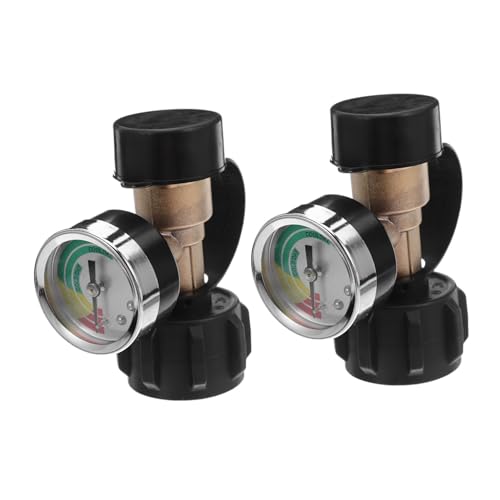 PEPLAYTAL 2 Stück Gasflaschen Adapter Messgerät Messing Anschluss Umwandler Druckmessgerät für Camper BBQ Gasgrill Wetterfest Sicher Vielseitig Kompatibel von PEPLAYTAL